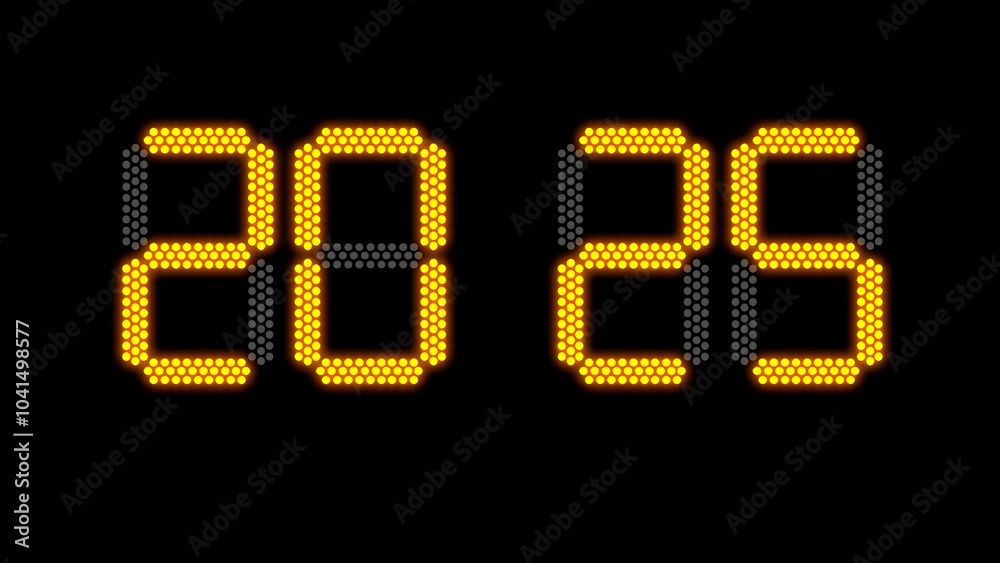 New year 2025 concept on electronic scoreboard for soccer