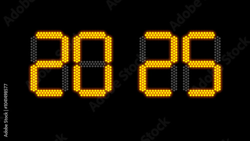 Obraz na płótnie New year 2025 concept on electronic scoreboard for soccer w salonie