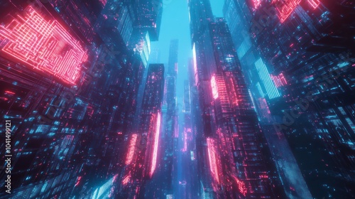 Cyberpunk Cityscape with Neon Lights