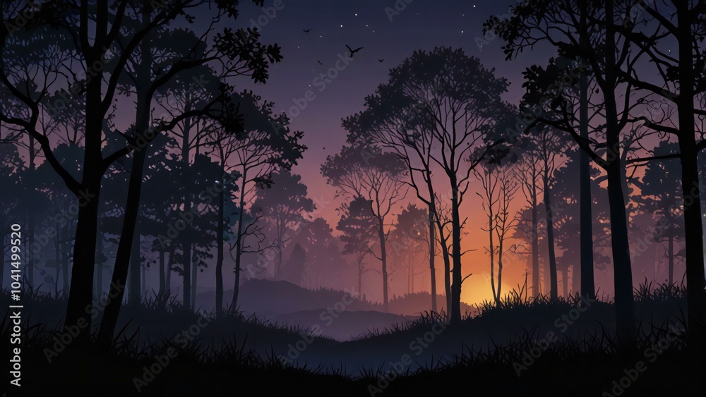 Fototapeta premium sunset in the forest