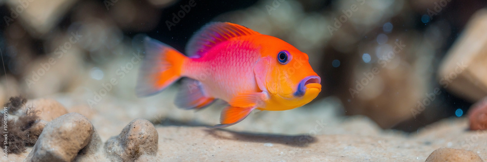 anthias fish in clear water, panorama, underwater web banner with copy space anthias fish in clear water, panorama, underwater web banner with copy space