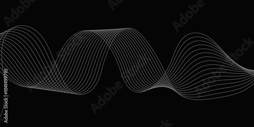 Abstract black background with whit line. Modern template abstract design flowing particles digital frequency track equalizer. abstract wave line for banner, wallpaper background with wave design