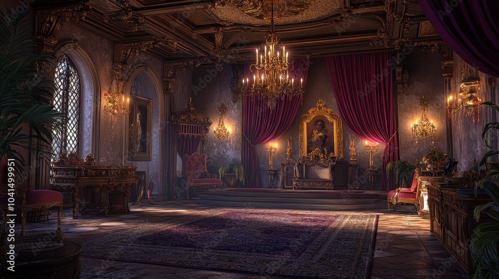 Obraz premium Elegant Grand Hall with Rich Decor and Vintage Touches