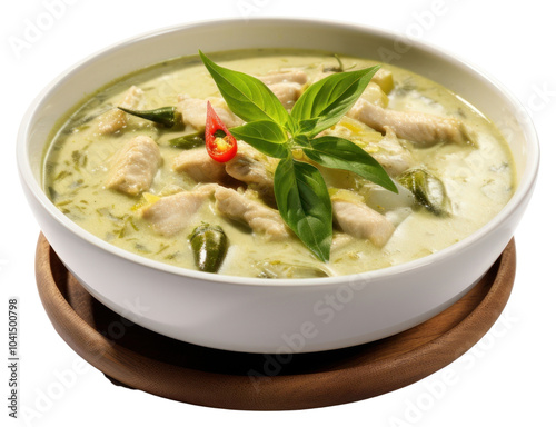 PNG Thai green curry soup food meal.