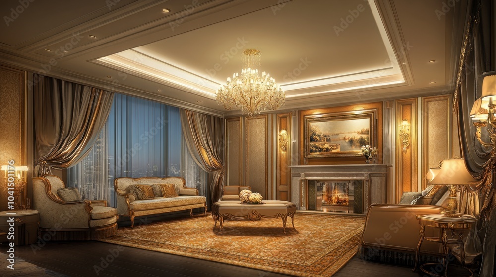 Fototapeta premium Elegant Luxury Living Room with Modern Touches