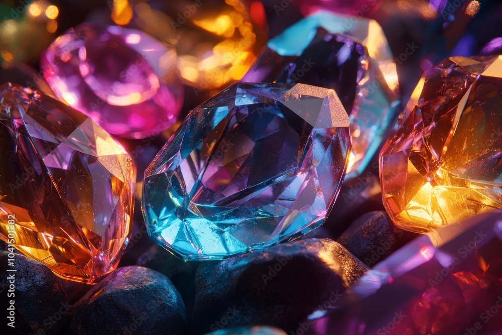 Colorful gemstones, shiny and translucent, arranged in an aesthetically pleasing pattern. Colorful gemstones, shiny and translucent, arranged in an aesthetically pleasing pattern.