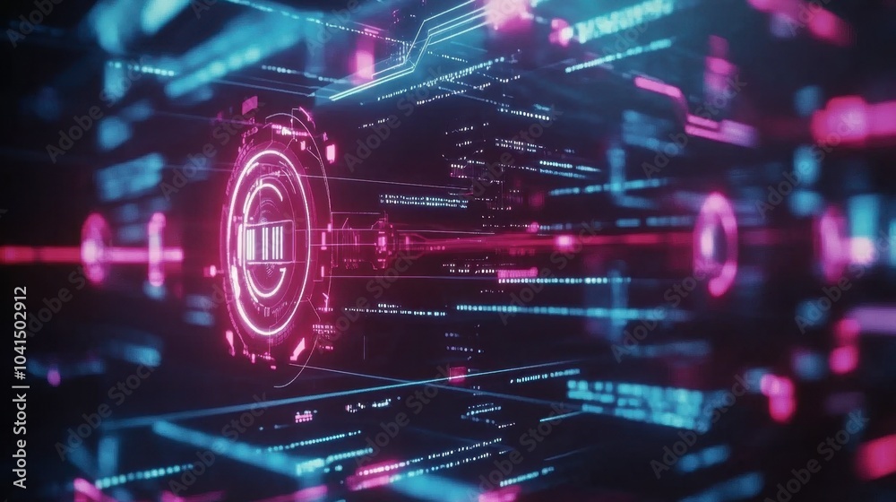 Obraz premium Futuristic Digital Interface with Vibrant Colors