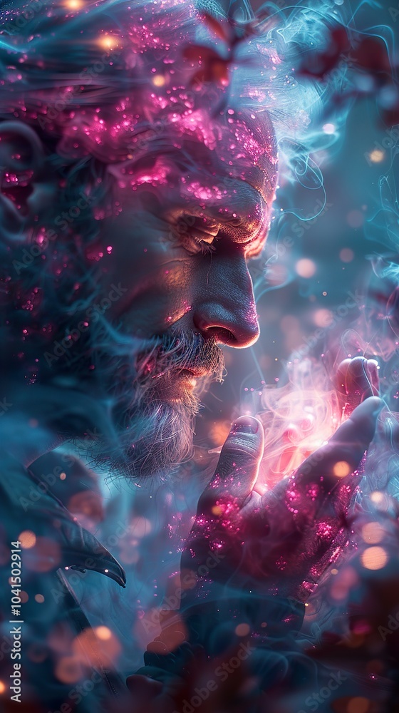 Mystical Man: A Dreamlike Portrait of Power and Wisdom