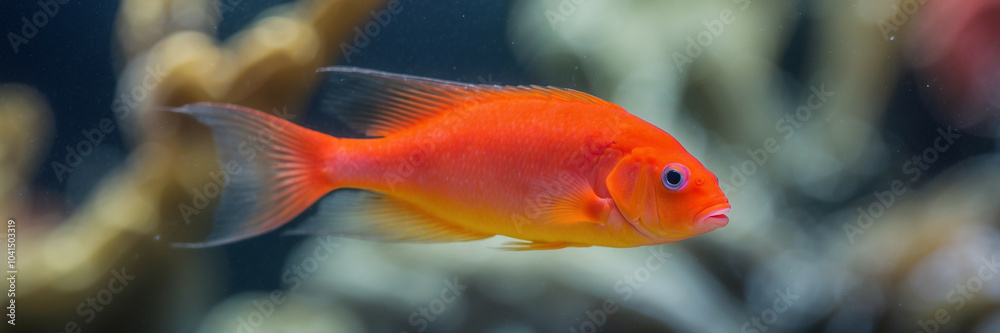 anthias fish in clear water, panorama, underwater web banner with copy space anthias fish in clear water, panorama, underwater web banner with copy space