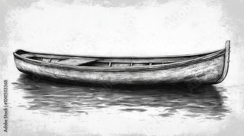 Sketch of a Gondola - Flat-Bottomed Venetian Rowing Boat in Black and White photo