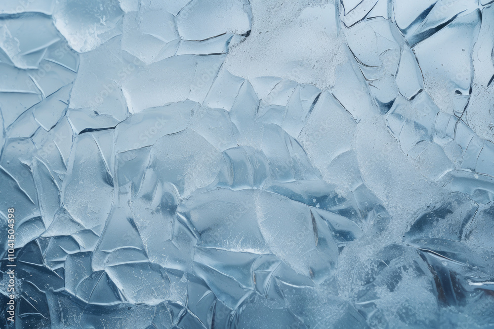 Fototapeta premium Processed collage of blue cold cracked ice surface texture. Background for banner, backdrop
