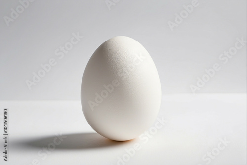 A white egg on a white surface