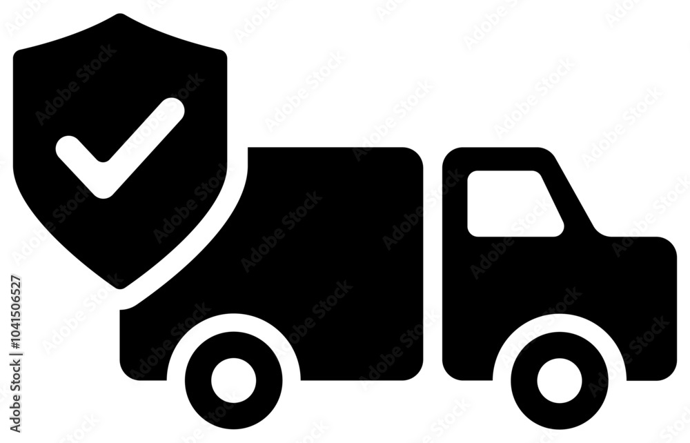 Truck Delivery Safe Black FIlled Icon Isolated on White Background Truck Delivery Safe Black FIlled Icon Isolated on White Background
