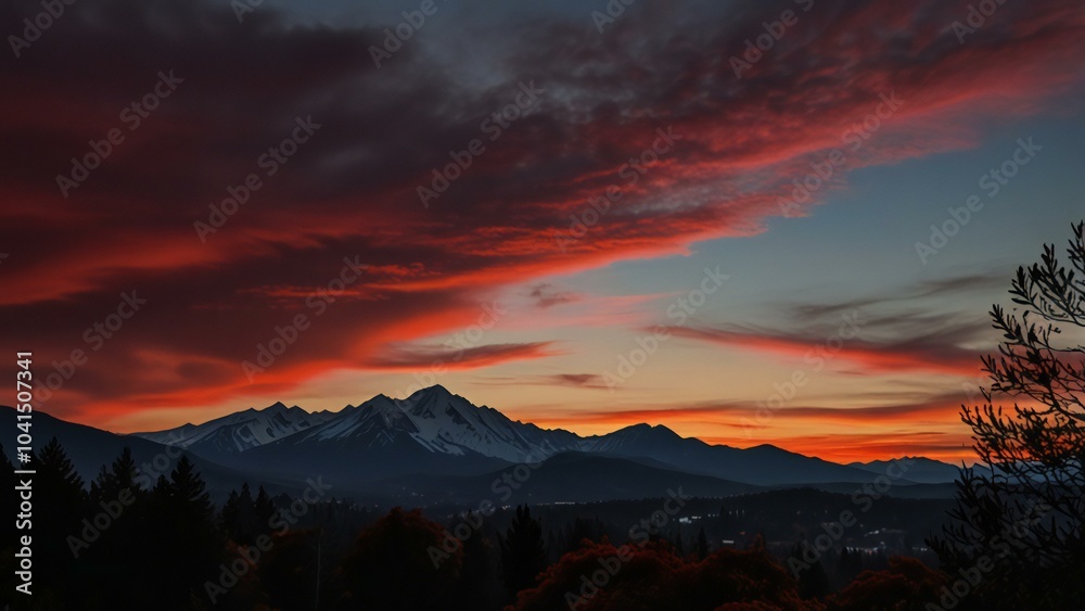 sunset in the mountains