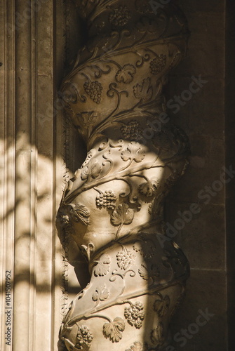 baroque column in Syracuse cathedral in Sicily