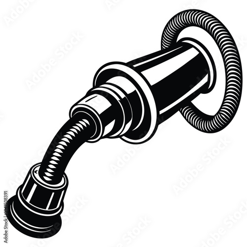 fire Hose Nozzle vector silhouette Illustration Isolated white background.