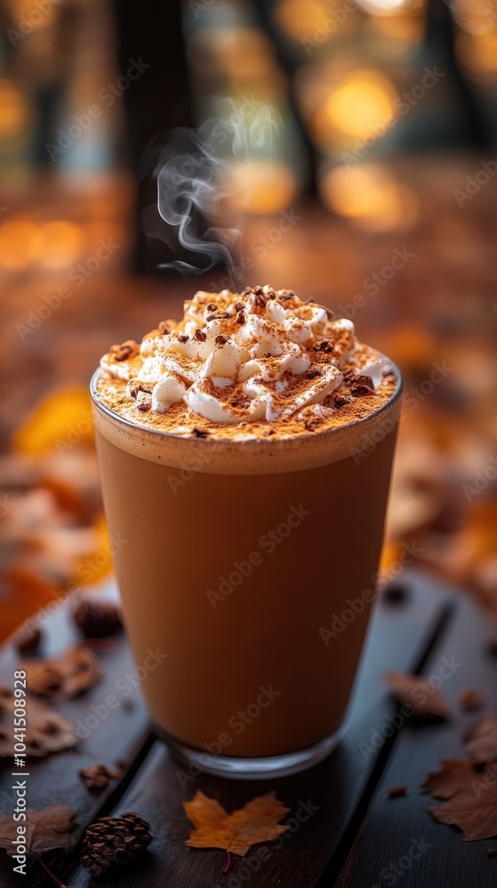 Autumn Coffee Drink with Whipped Cream and Cinnamon Illustration Autumn Coffee Drink with Whipped Cream and Cinnamon Illustration