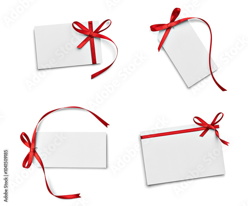 ribbon bow card note paper label gift holiday tag sign party birthday chirstmas celebration greeting collection group