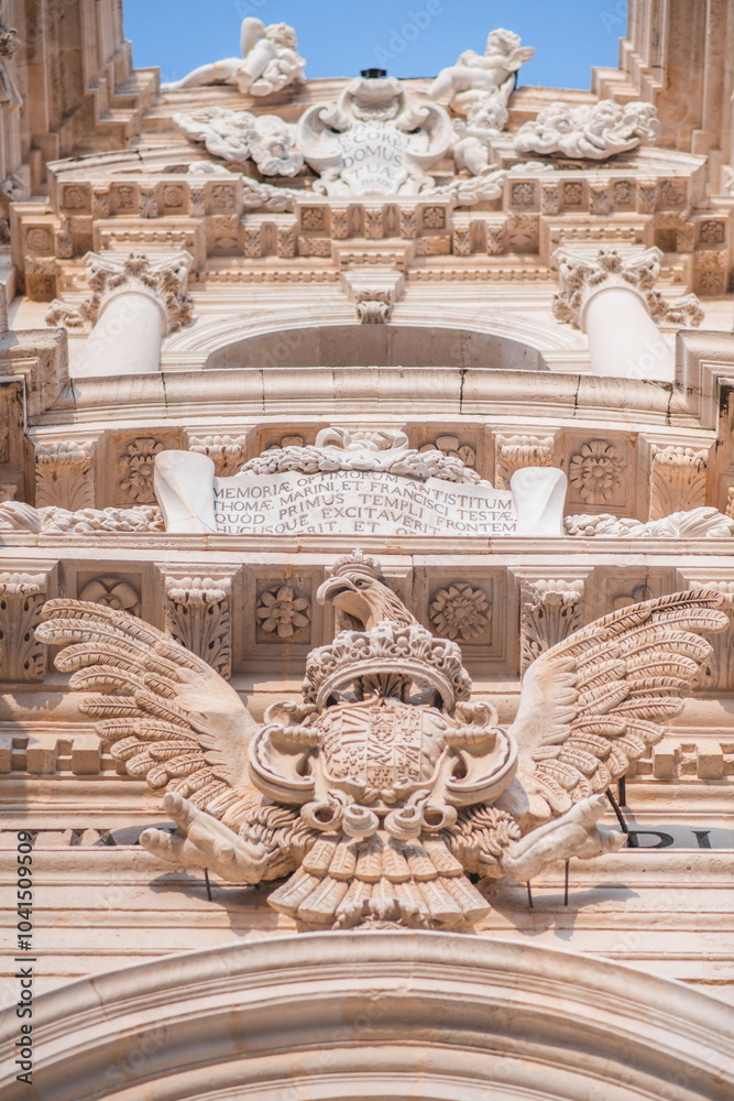 detail of the facade of the cathedral of st mary in Syracuse in Sicily detail of the facade of the cathedral of st mary in Syracuse in Sicily