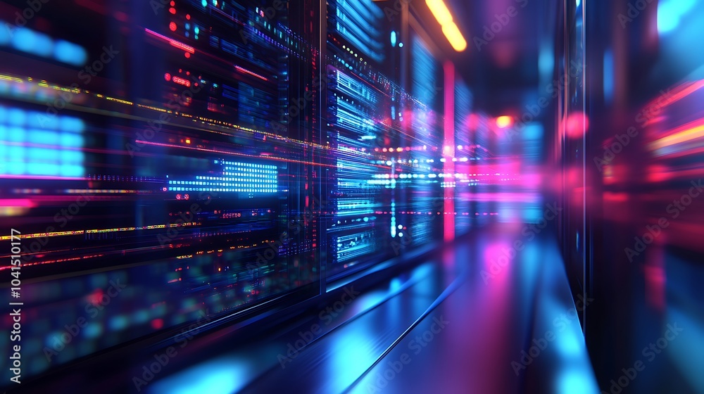 Fototapeta premium Illuminated Data Centers , network background , network background