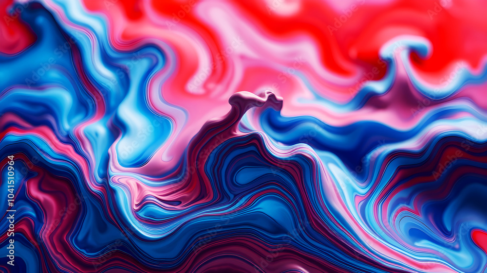 Liquid Color Waves Flowing paint-like waves in bold blues and reds