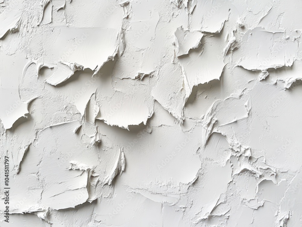 A textured white wall with peeling paint, showcasing a mix of rough surfaces and smooth patches, creating an abstract visual effect. A textured white wall with peeling paint, showcasing a mix of rough surfaces and smooth patches, creating an abstract visual effect.