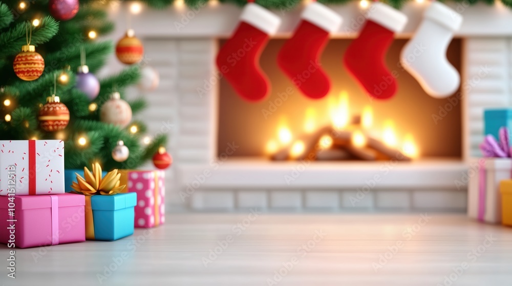 Cozy Christmas Fireplace Scene