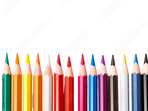 a row of colored pencils