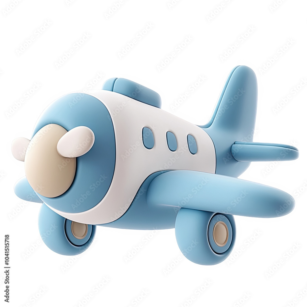 Naklejka premium Cute airplane 3d icon PNG, cartoon style minimal on transparent, isolate on white background