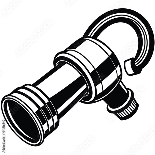 fire Hose Nozzle vector silhouette Illustration Isolated white background.