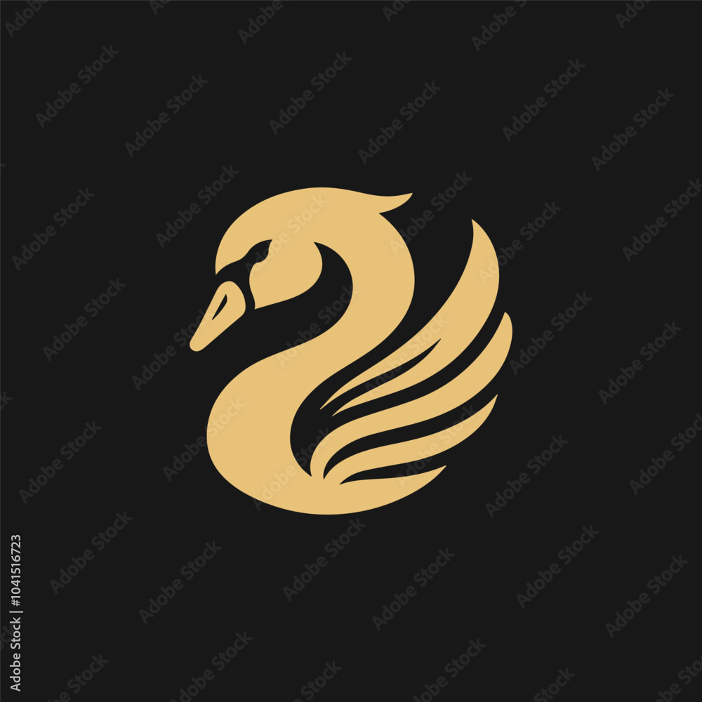 Naklejka premium vector gold logo swan