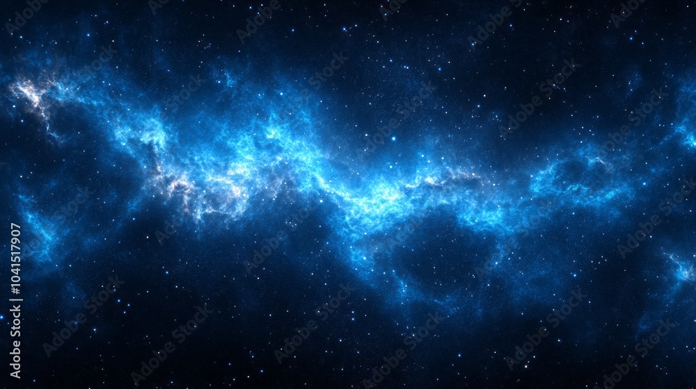 Naklejka premium A blue galaxy with stars and a long blue line