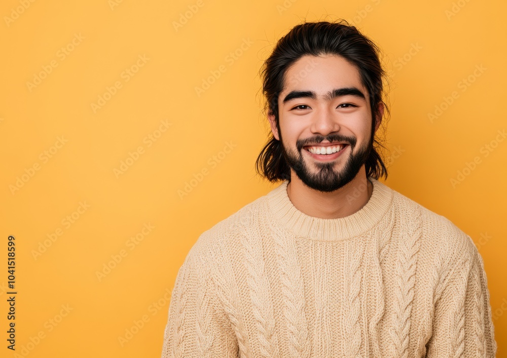 Obraz premium Smiling Man in Knitted Sweater
