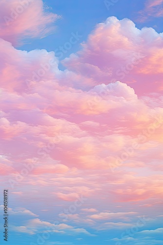 Pink and blue sky with clouds.