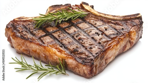 Grilled Steak with Fresh Rosemary Garnish