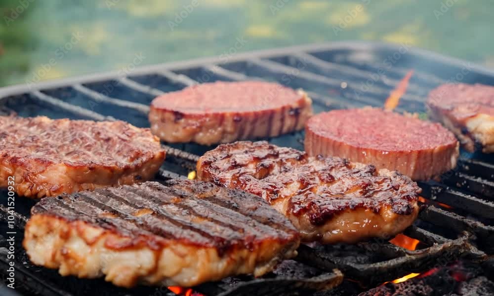 grilled meat on the grill grilled meat on the grill