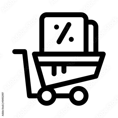 Shopping Cart with Discount Tag line icon