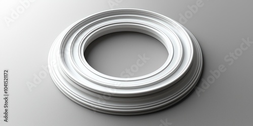 White Circular Frame with Intricate Molding