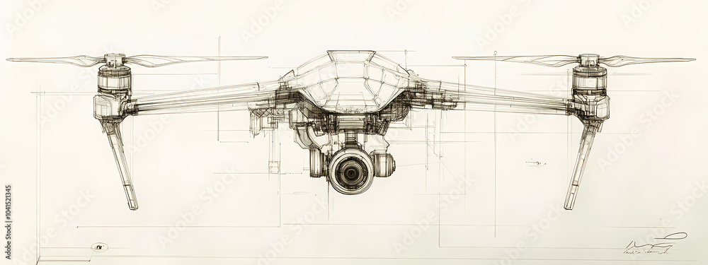 Obraz premium Minimalist Quadcopter Architectural Drawing