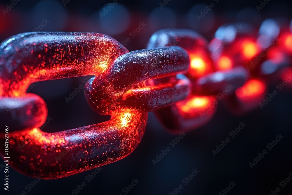 Close-up of a glowing red metal chain Close-up of a glowing red metal chain