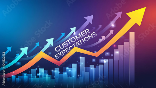 Colorful graph showing customer expectations on a futuristic background with copy space

