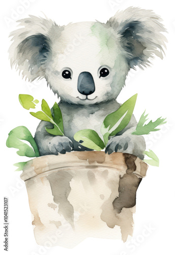 PNG Koala holding recycle logo mammal animal cute. photo