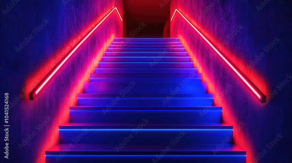 Neon Lit Staircase Neon Lit Staircase