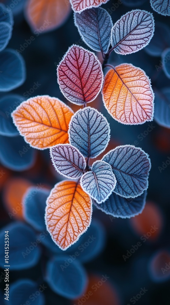 Frost Covered Leaves - Nature's Beauty in Winter - Illustration Frost Covered Leaves - Nature's Beauty in Winter - Illustration
