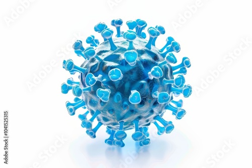 3d render of blue virus model isolated on white