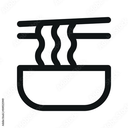 Noodle bowl UI icon, asian food minimal line vector symbol