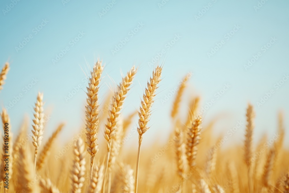 Winter Wheat Field in Sunlight. Golden Ripe Wheat with Blue Sky Background Winter Wheat Field in Sunlight. Golden Ripe Wheat with Blue Sky Background