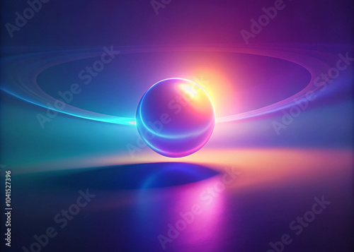 Glowing sphere in an abstract background radiates light