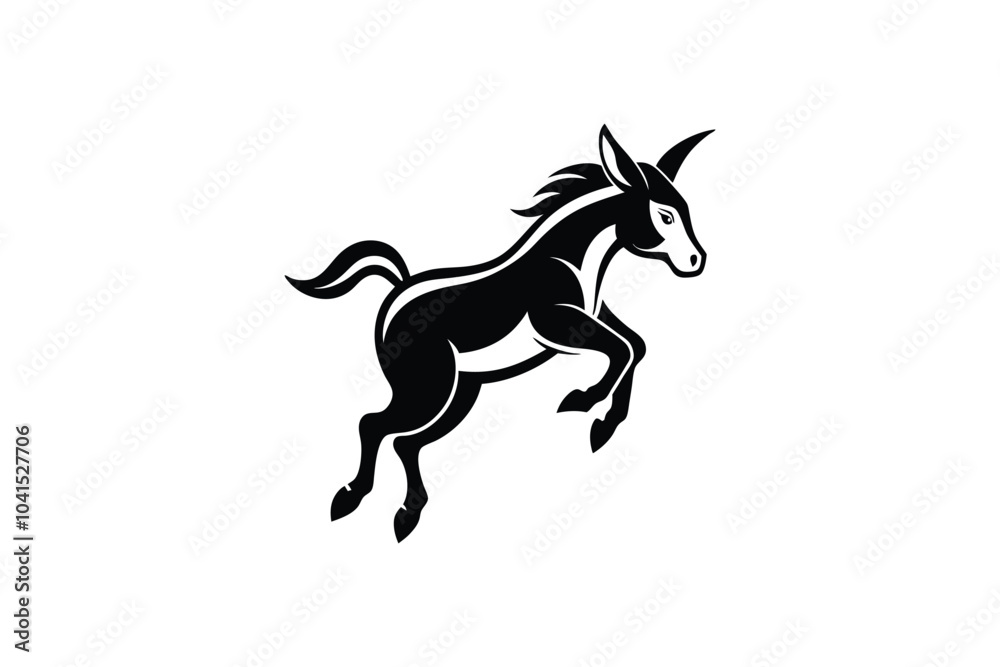 Obraz premium Donkey on White Background | Humble and Gentle Animal Illustration