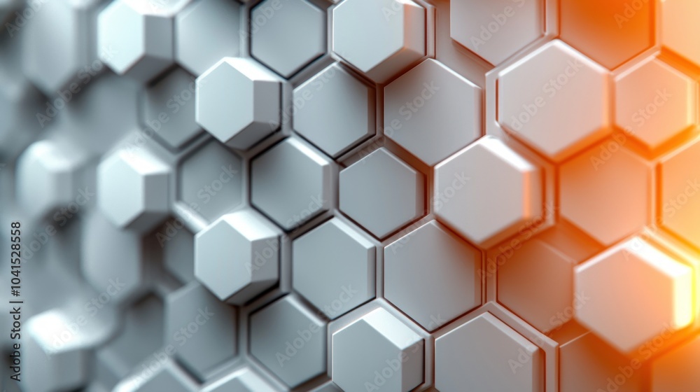 Abstract Geometric Hexagon Pattern with Orange Glow Abstract Geometric Hexagon Pattern with Orange Glow